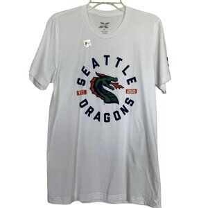 XFL Seattle Dragons T-Shirt Mens Size Medium M White Short‎ Sleeve Football
